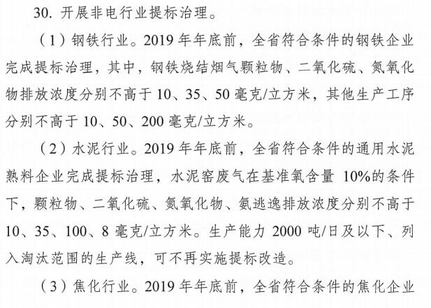 河南省2019年底前完成鋼鐵、水泥、焦化等六大行業(yè)超低排放改造